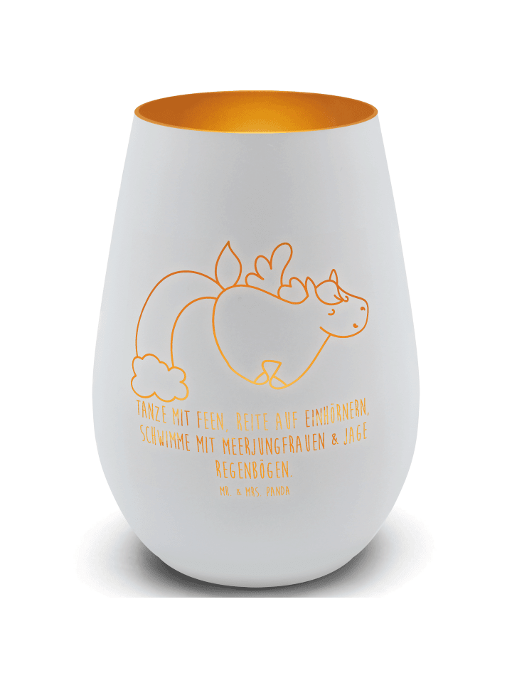 Kerzenständer Einhorn Fliegendes Pferd mit Spruch in Weiß
