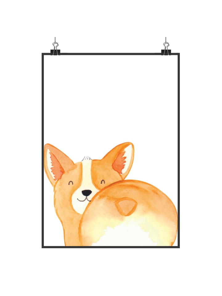 Poster Corgi Po Motiv ohne Spruch in Weiß