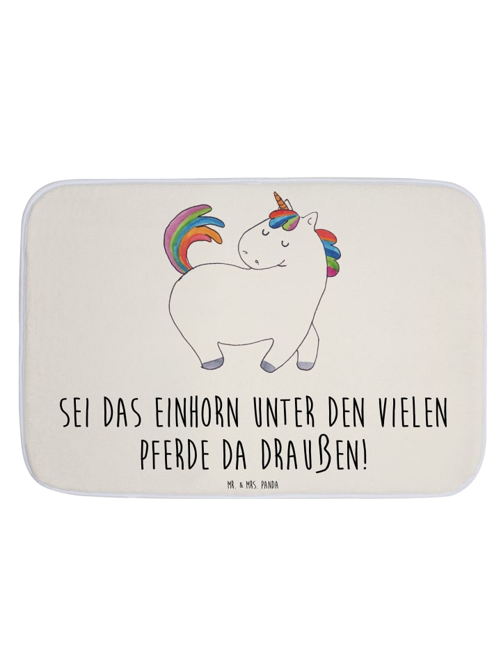 Badteppich Einhorn Stolzieren mit Spruch in Weiß