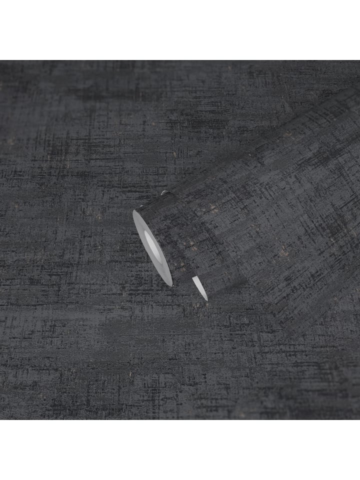 Tapete Industrial Trace in Graphit-Schwarz