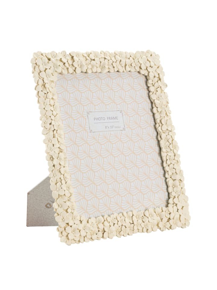 Beigefarbener Harzrahmen mit kleinen Blumen, 26,5 x 2 x 31,5 cm