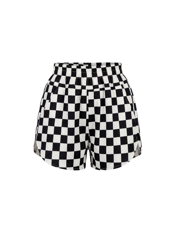 Women Shorts in Black Check
