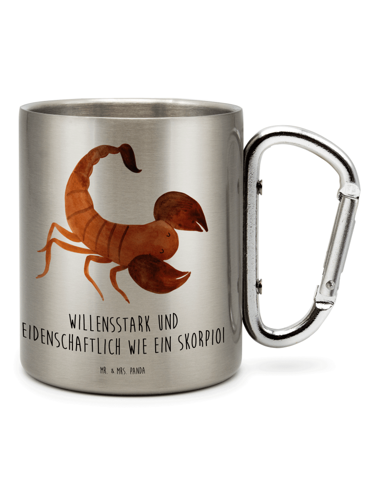 Trinkbecher Sternzeichen Skorpion mit Spruch in Silber