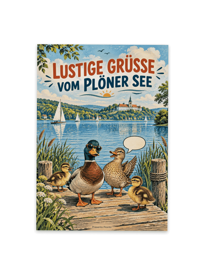 Grußkarte See nostalgisch Design mit Spruch in Weiß