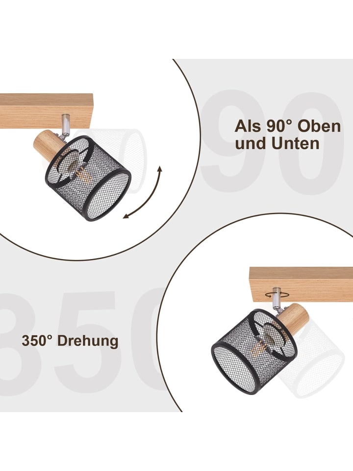 Deckenleuchte in Schwarz 1-flammige E14 Holz Modern Küchelampe