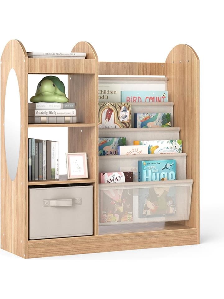 Bücherregal Kinder mit Spiegel 87,5 x 30 x 90 cm in Hellbraun