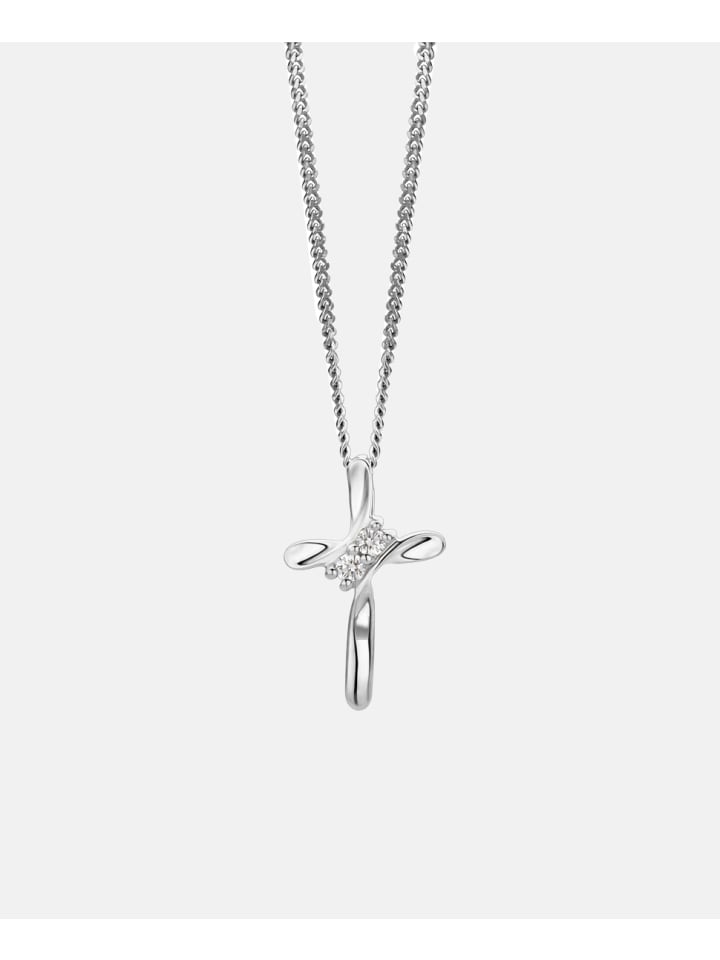 Halskette aus 375 Weißgold mit Diamant