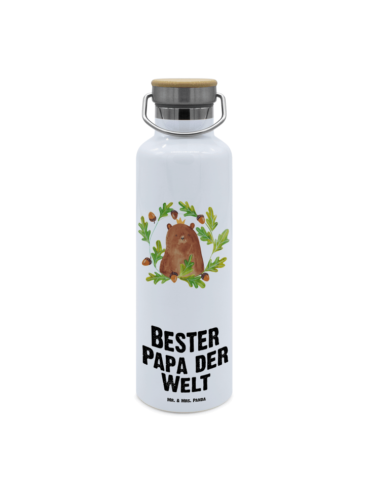 Trinkflasche Bär König mit Spruch in Weiß