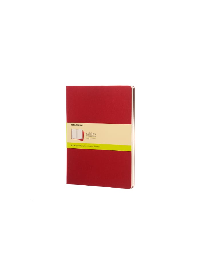 Notizhefte 3er Set, Kartoneinband, Blanko "Cahier" in Preiselbeerrot