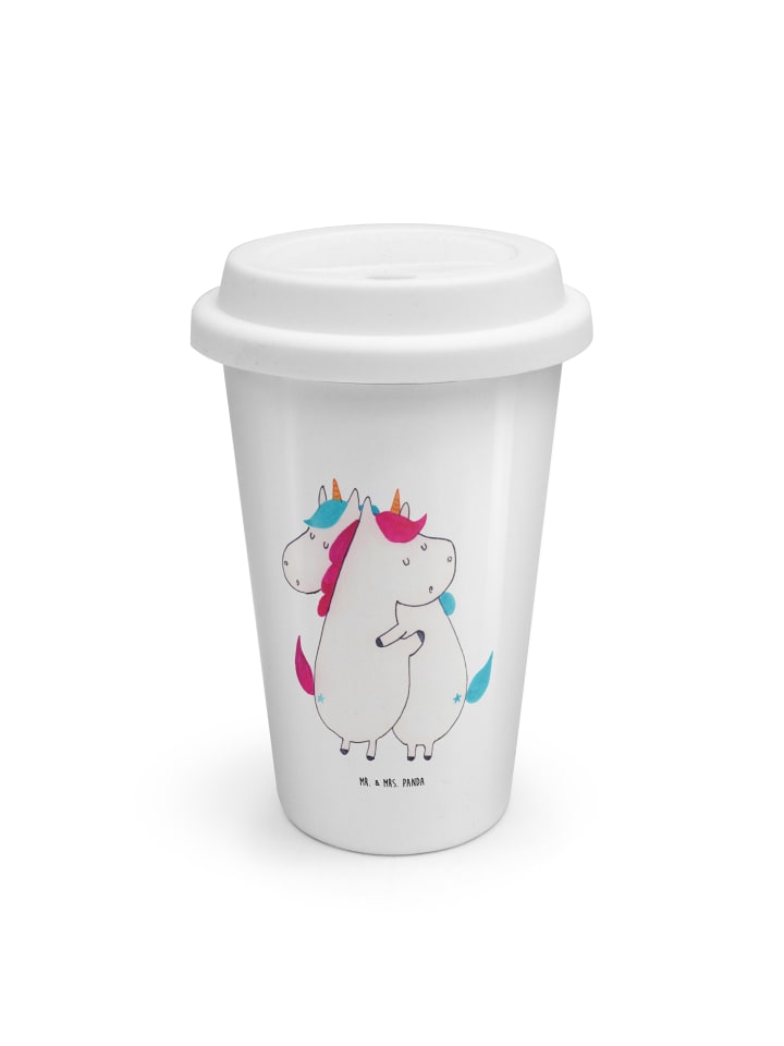 To Go Becher Einhörner Umarmen ohne Spruch in Weiß