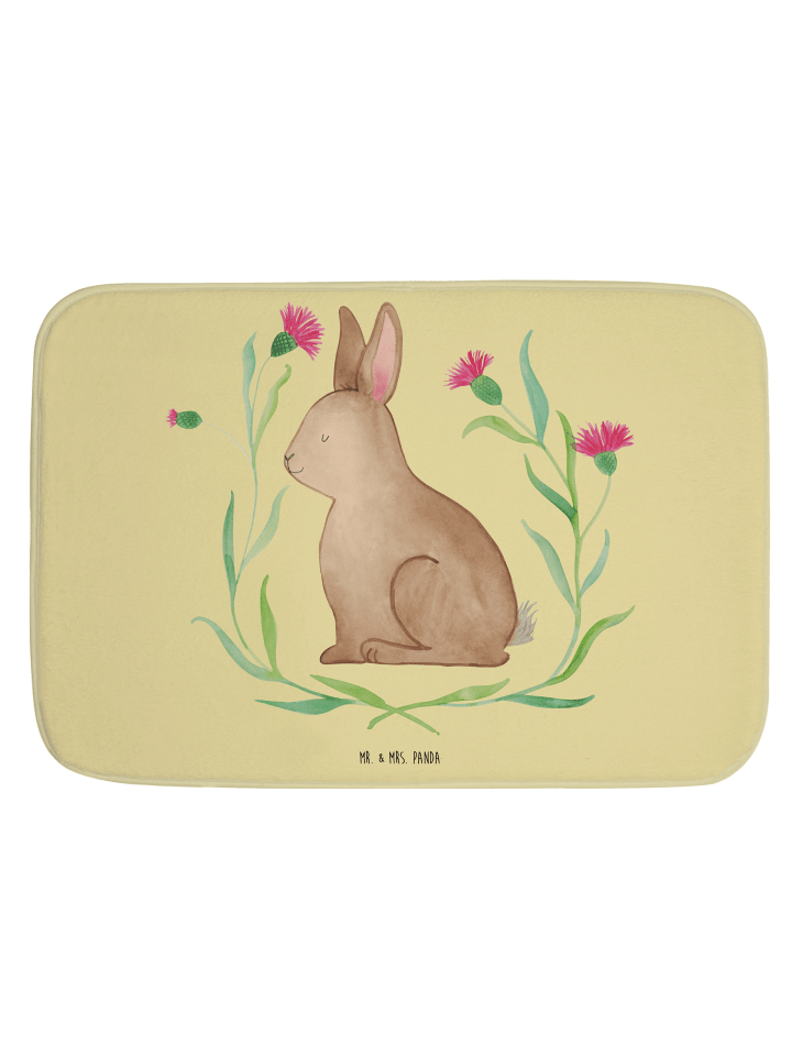 Badematte Hase Sitzen ohne Spruch in Gelb Pastell