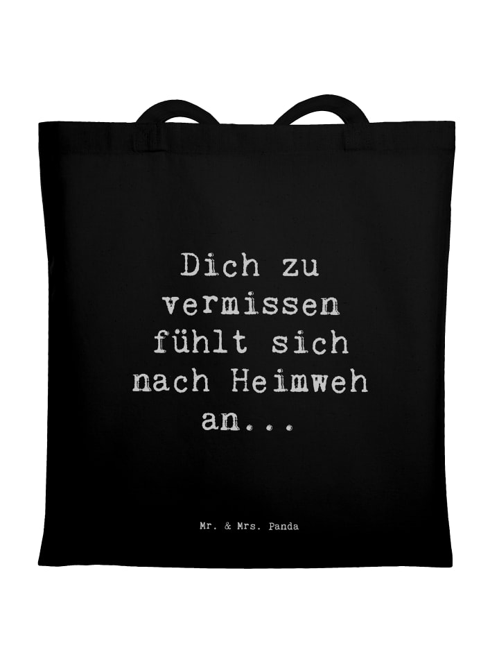 Schultertasche Spruch Heimweh Sehnsucht mit Spruch in Schwarz
