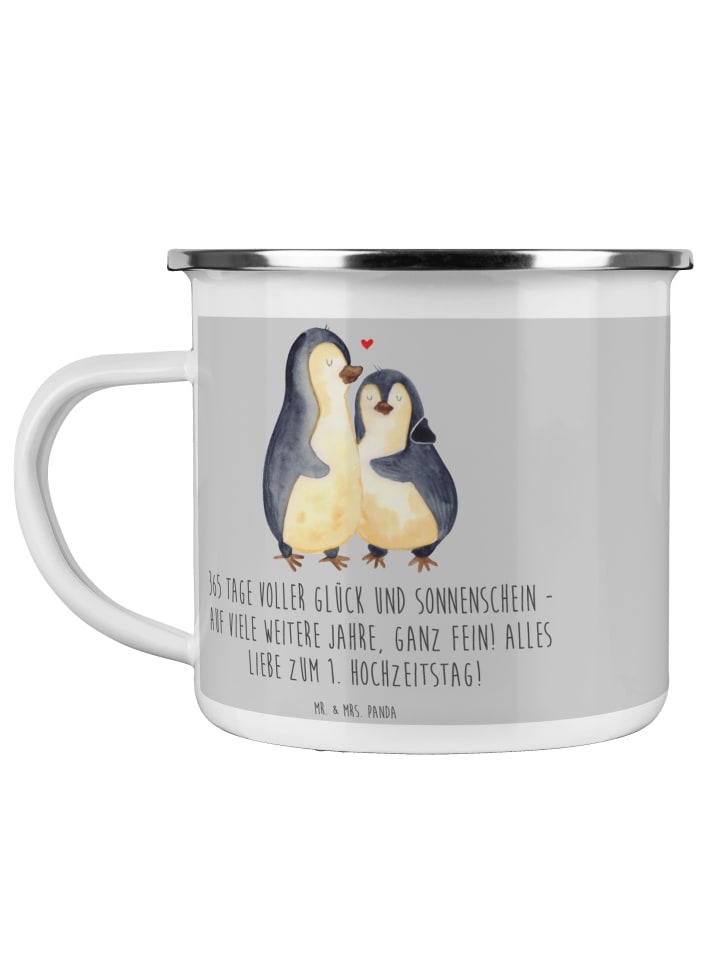 Pott 1. Hochzeitstag Papierhochzeit mit Spruch in Heather Grey