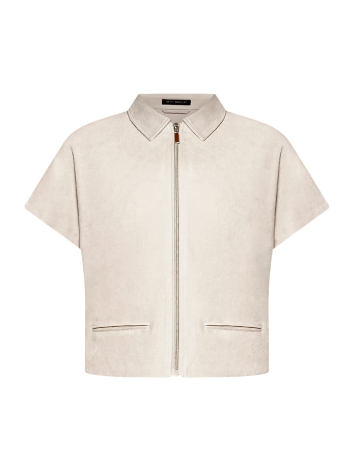 Blazer-Jacke mit Reißverschluss in Grau Beige