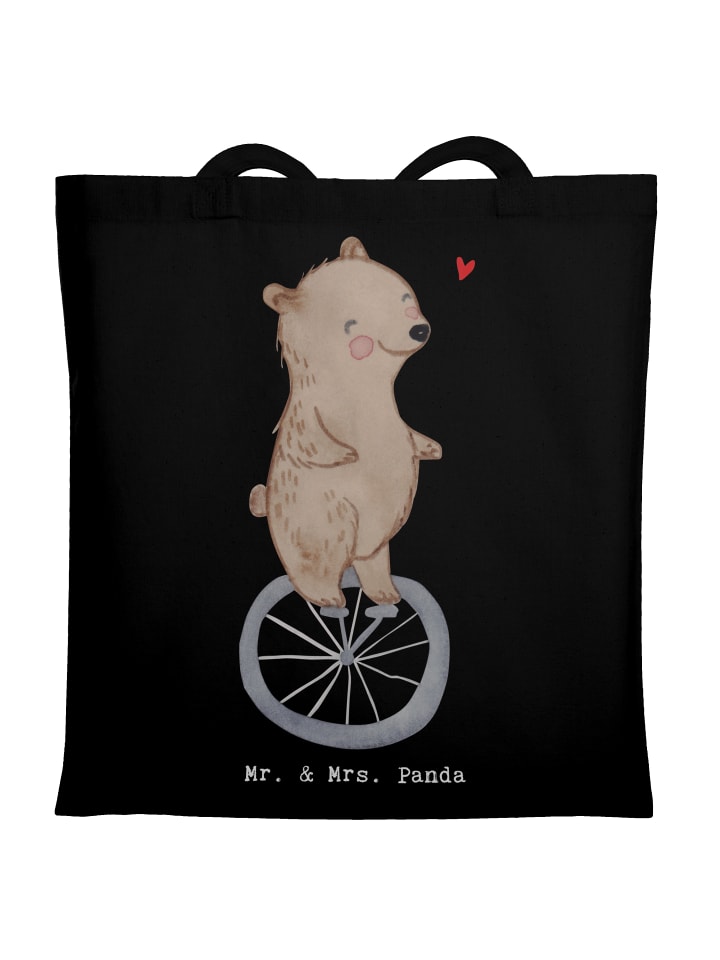 Tote Bag Bär Einrad fahren ohne Spruch in Schwarz