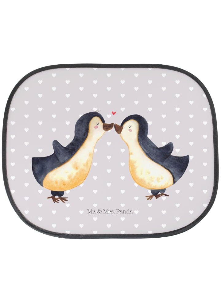 Sonnenschutz Auto Pinguin Liebe ohne Spruch in Grau Pastell