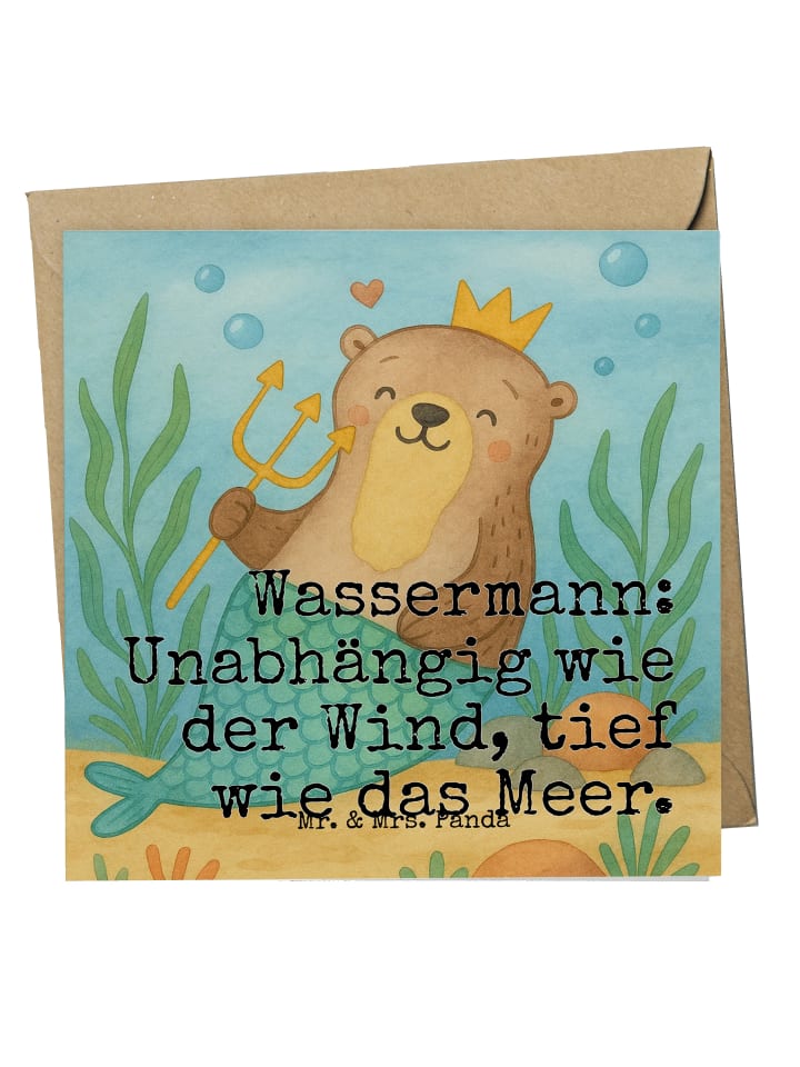 Klappkarte Wassermann Astrologie Design mit Spruch in Weiß
