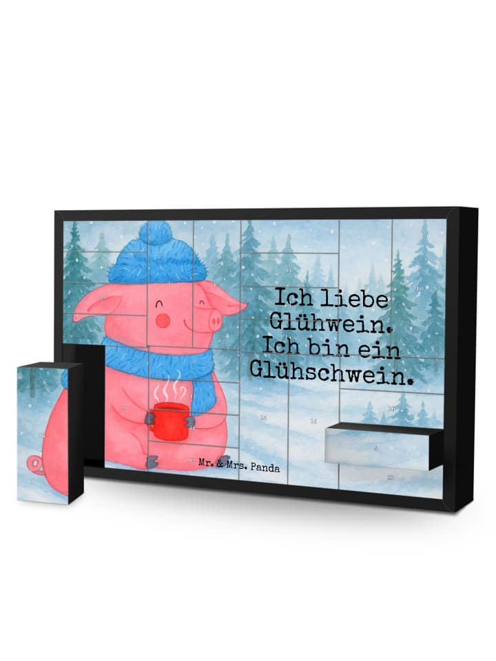 Weihnachtskalender Schwein Glühwein Design mit ... in Weiß