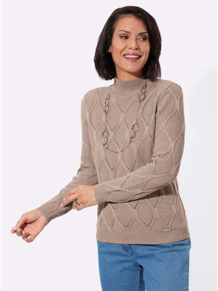 Stehkragen-Pullover in sesam