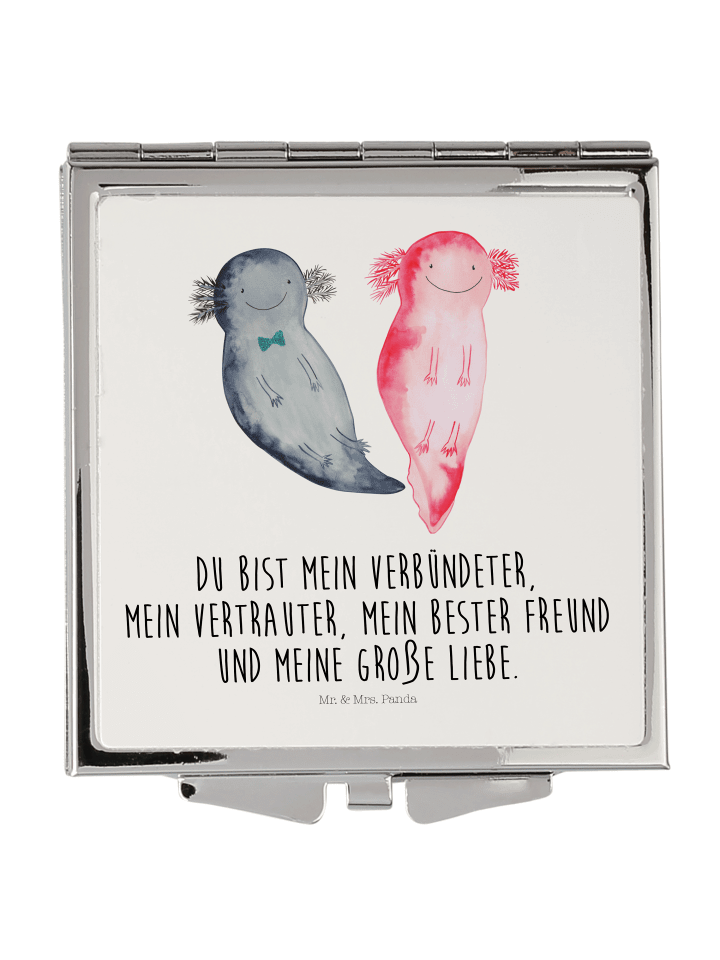 Schminkspiegel Axolotl Freundin mit Spruch in Weiß