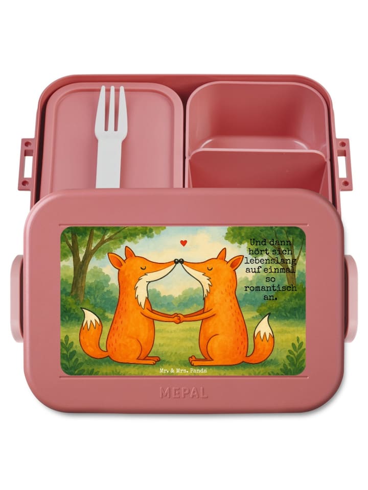 Bento Box Füchse Liebe Design mit Spruch in Rot Pastell
