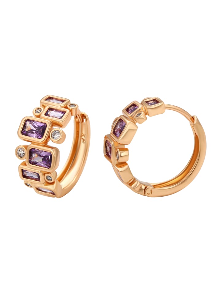 Women Hoop Earrings in Rose Gold Violet