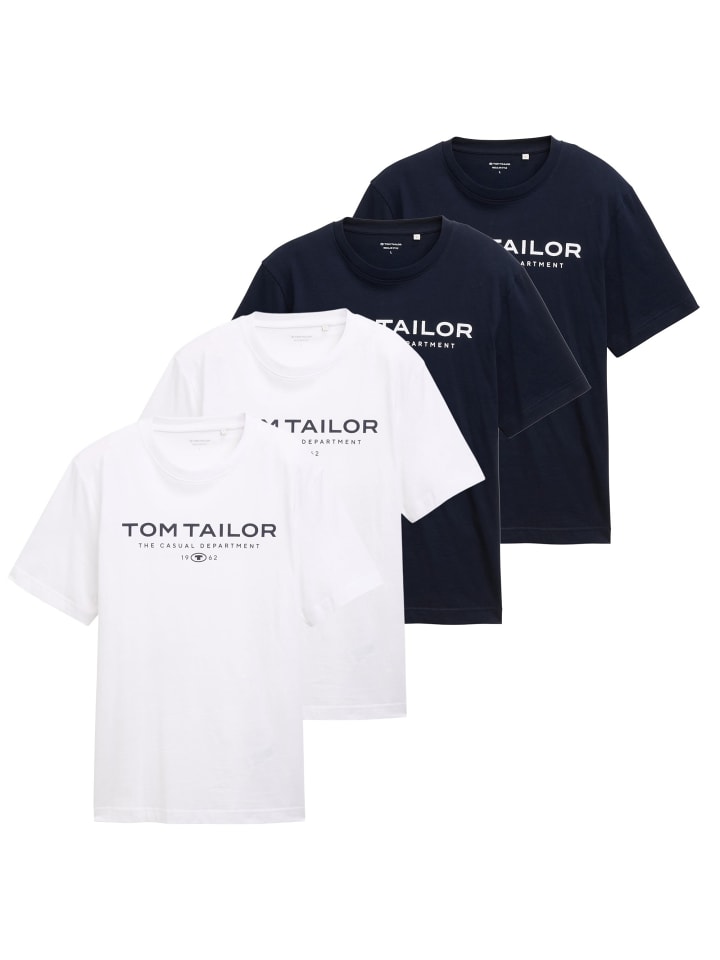 T-Shirt 4er Pack in Blau/Weiß