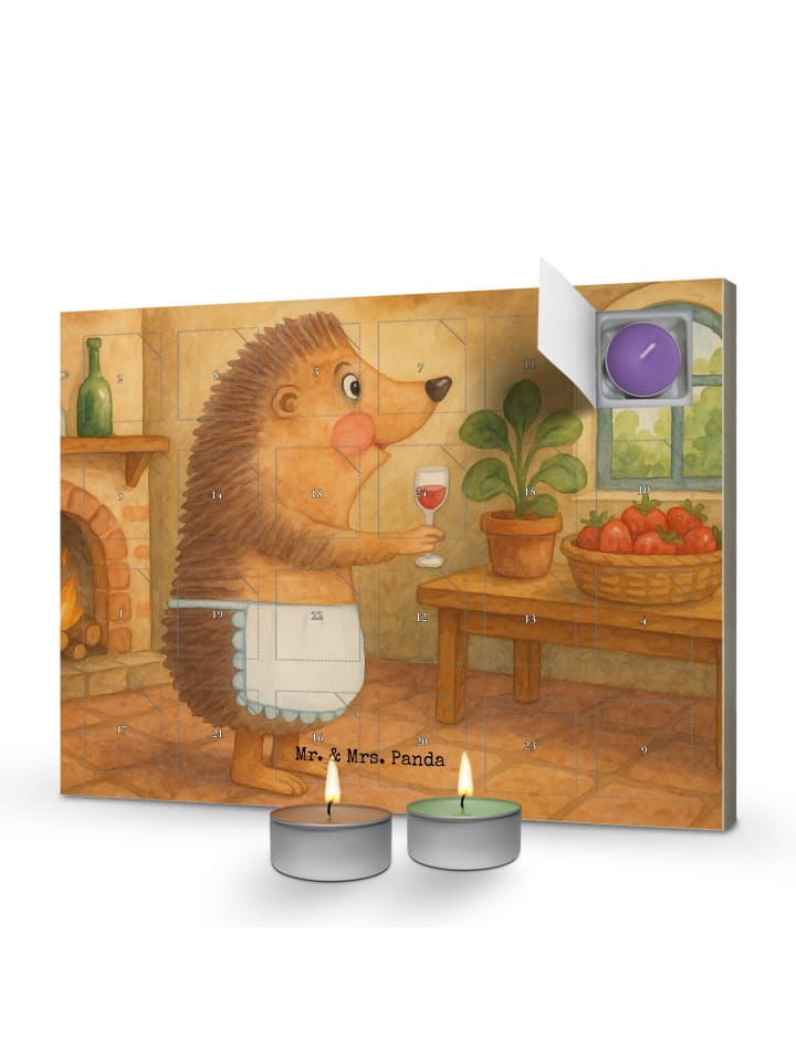 Adventskalender Igel Wein Design ohne Spruch in Weiß