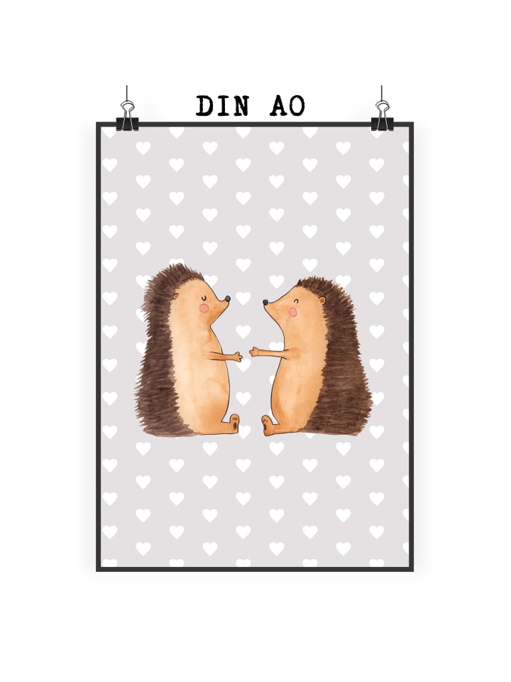 Plakat Igel Liebe ohne Spruch in Grau Pastell