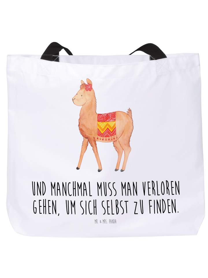 Strandtasche Alpaka Stolz mit Spruch in Weiß