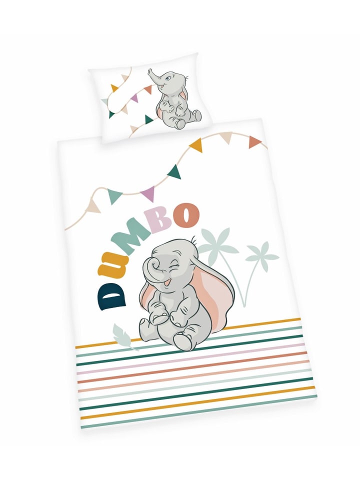 2 tlg. Renforcé Bettwäsche 100x135cm Disney Dumbo in Bunt