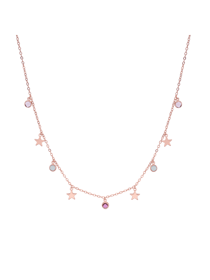 necklace in multicoloured zirconia with an 18-K rose gold finish - Varwi