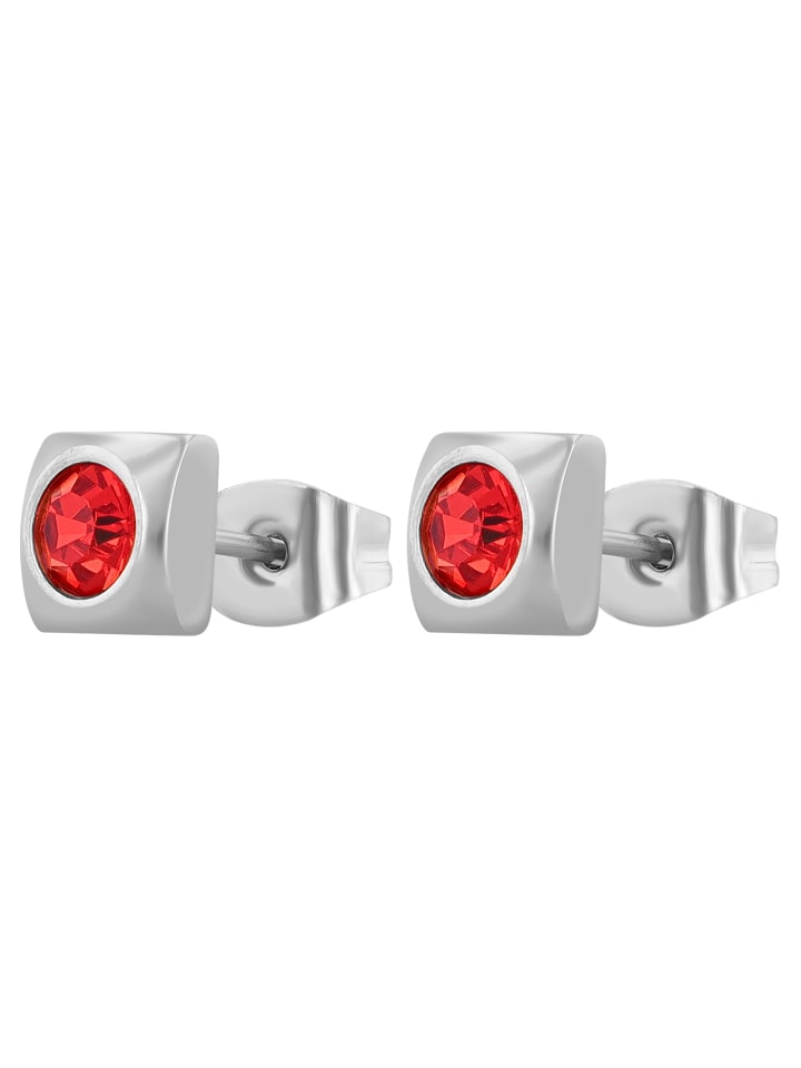 Damen Ohrringe – Ohrstecker aus Edelstahl mit Strass Steinchen in silber