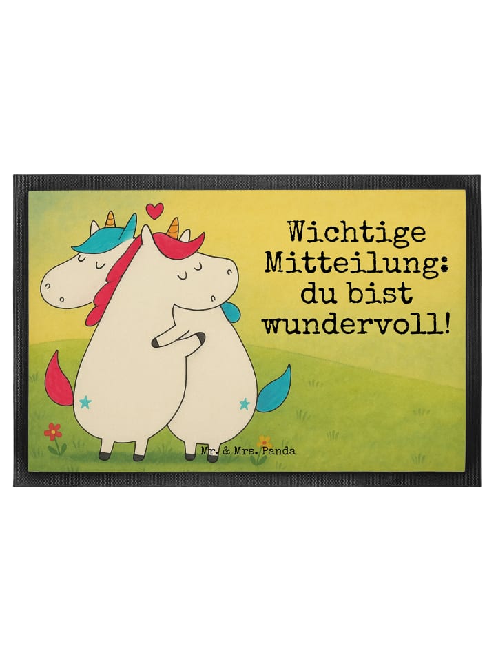 Gummimatte Einhorn Mitteilung Design mit Spruch in Weiß