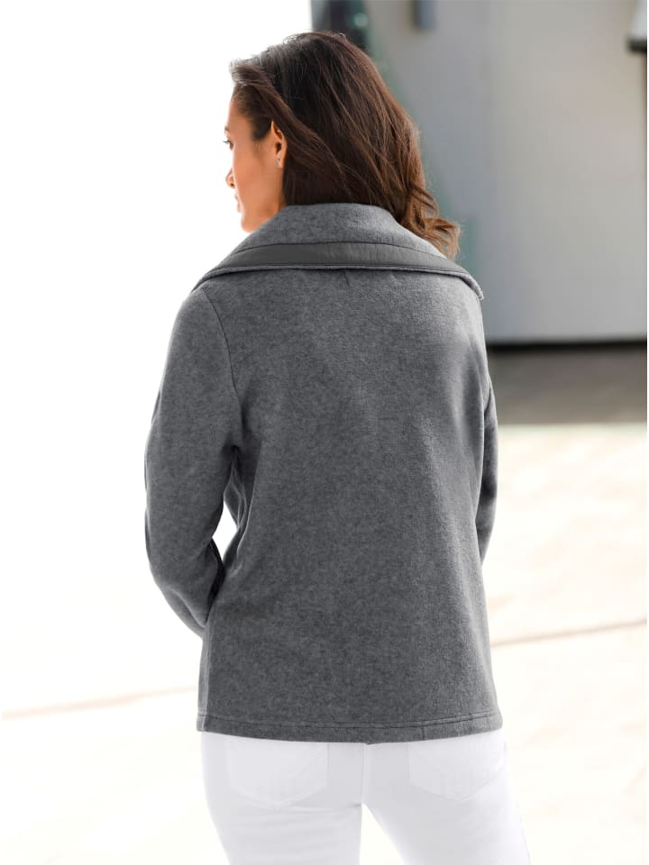 Fleece-Jacke in dunkelgrau-meliert