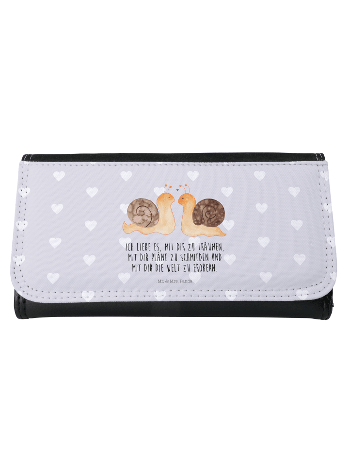 Portemonnaie Damen Schnecken Liebe mit Spruch in Grau Pastell