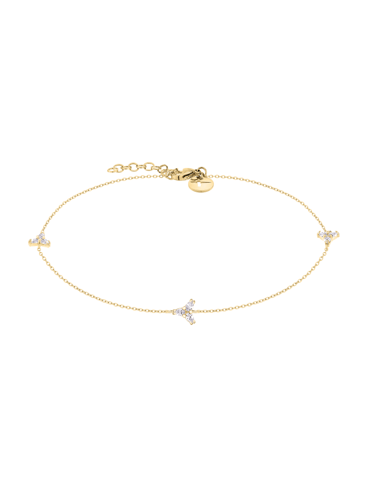 Fußkette Sparkle Flowers in gold