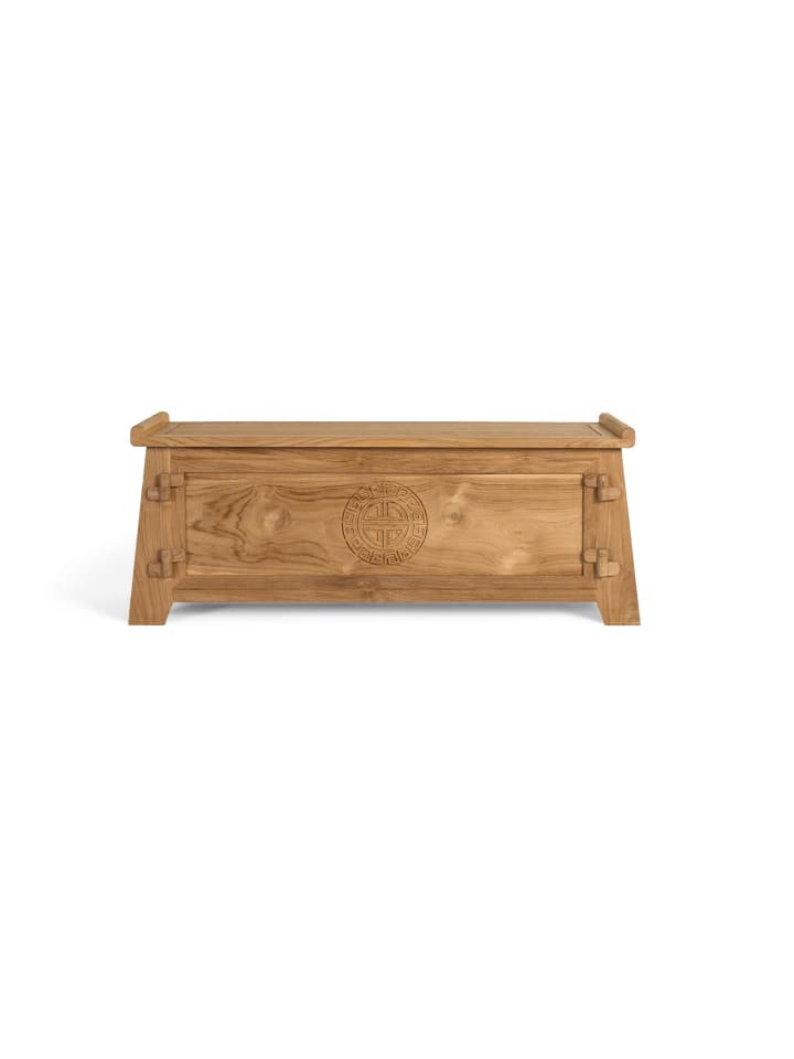 Truhe aus massivem naturbelassenem Teakholz 114 cm in Brown