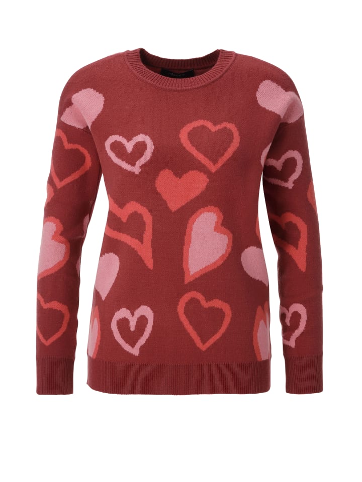 Strickpullover in dunkelrot-rosa-rot