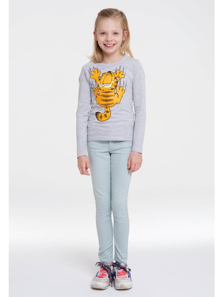 Langarmshirt Garfield in grau-meliert