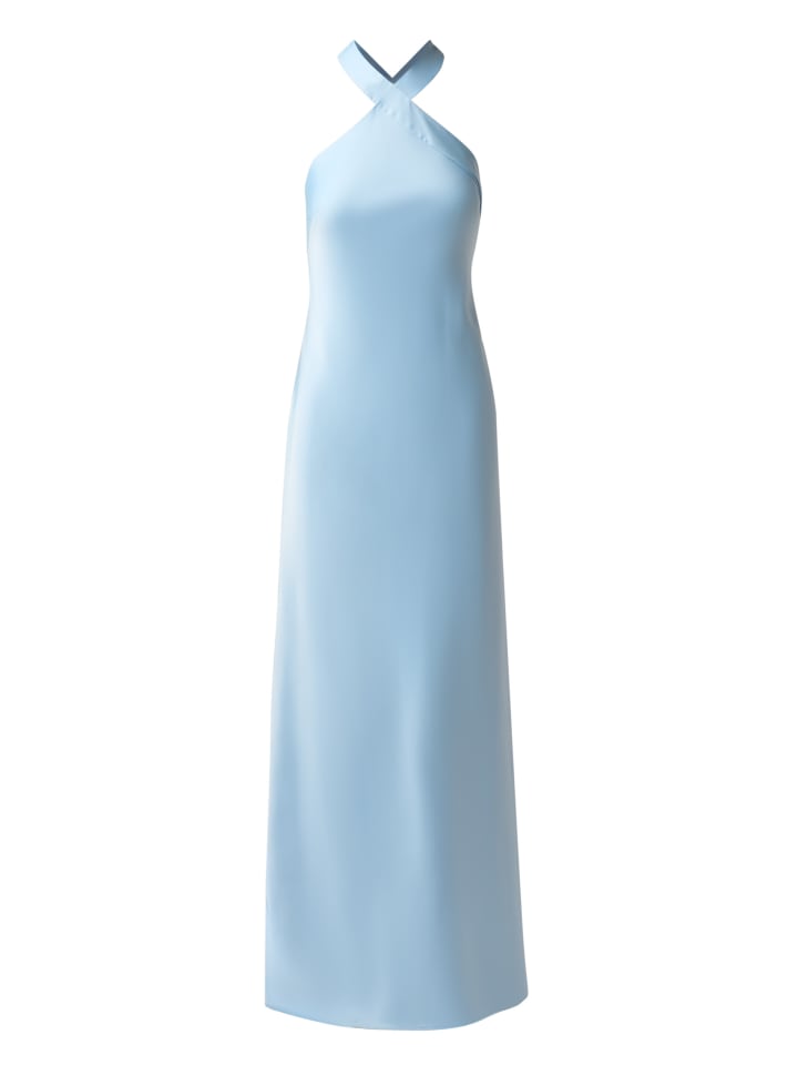 Langes Abendkleid Stretch Satin Long Dress in Azure Blue
