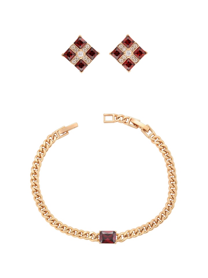 Women Jewelry Set in rose gold red