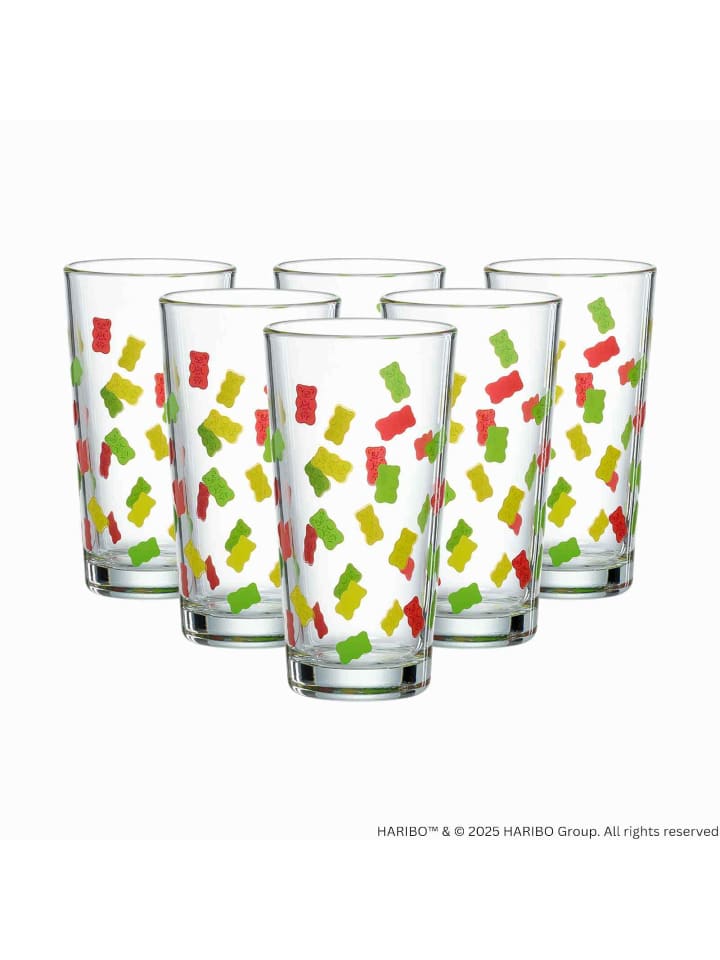 6er Set Trinkgläser Haribo Allover in 380 ml in bunt