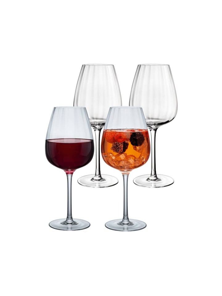 4er Set Rotweinkelch Rose Garden in Transparent 200 ml