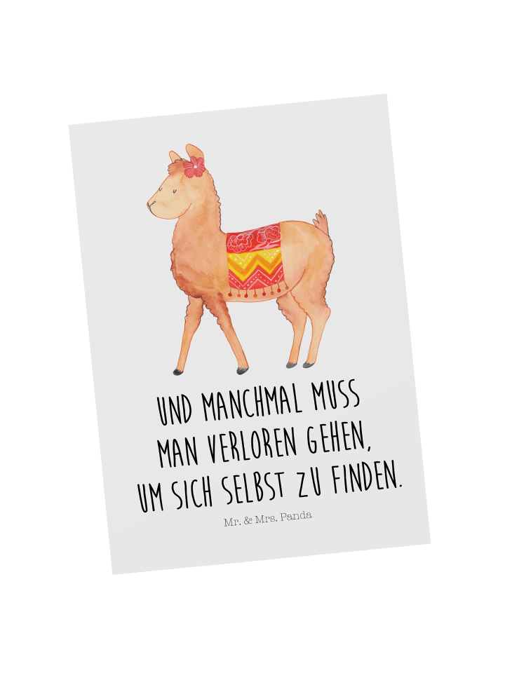 Postkarte Alpaka Stolz mit Spruch in Weiß