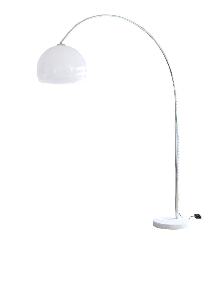 Bogenlampe 208 cm höhenverstellbar dimmbar Marmorfuß und Lampenschirm in Weiß