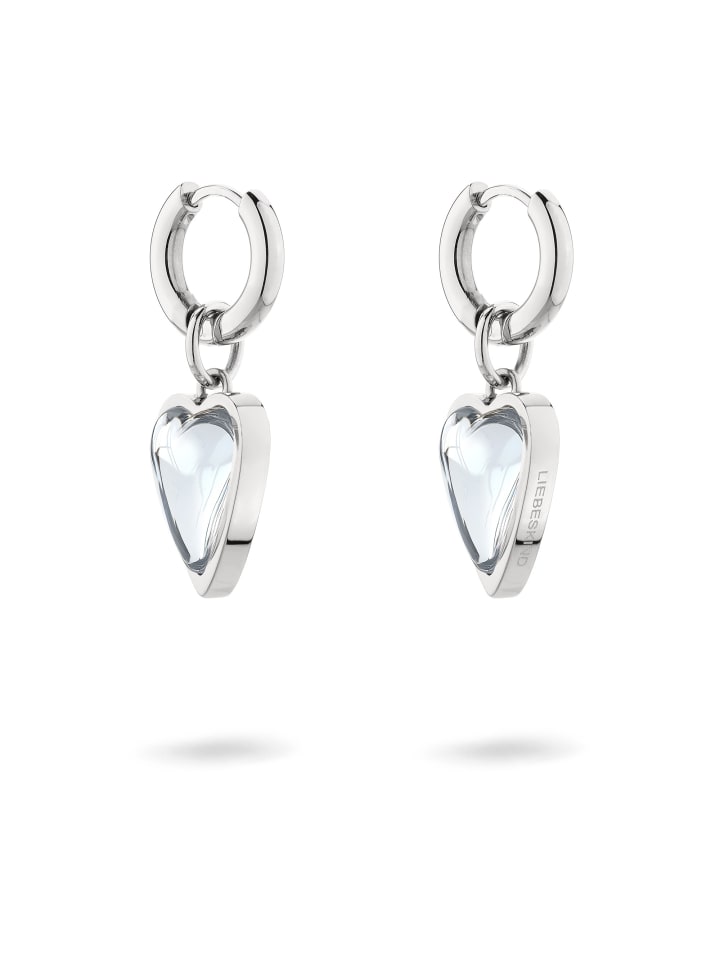 Creolen Glass Heart in silber