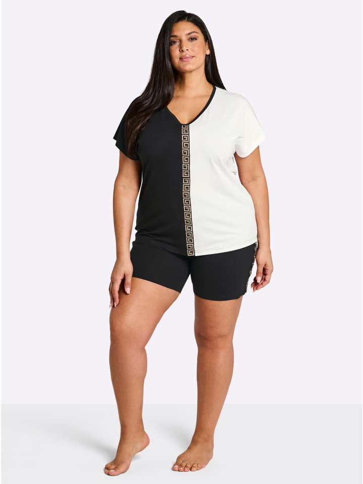 Shorty in ecru-schwarz