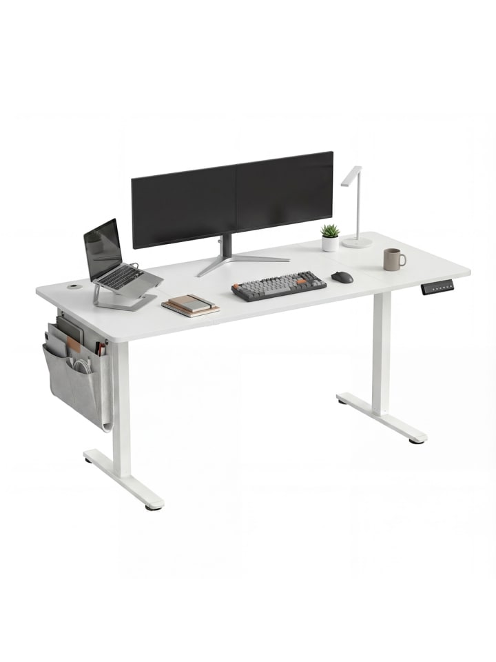 Schreibtisch Balok in Weiß - (B)70 x (H)(72-120) x (T)160 cm