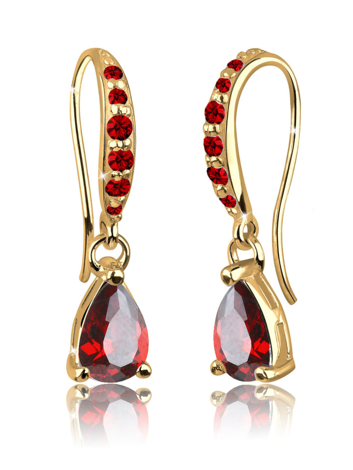 Ohrringe 925 Sterling Silber Tropfen in Rot